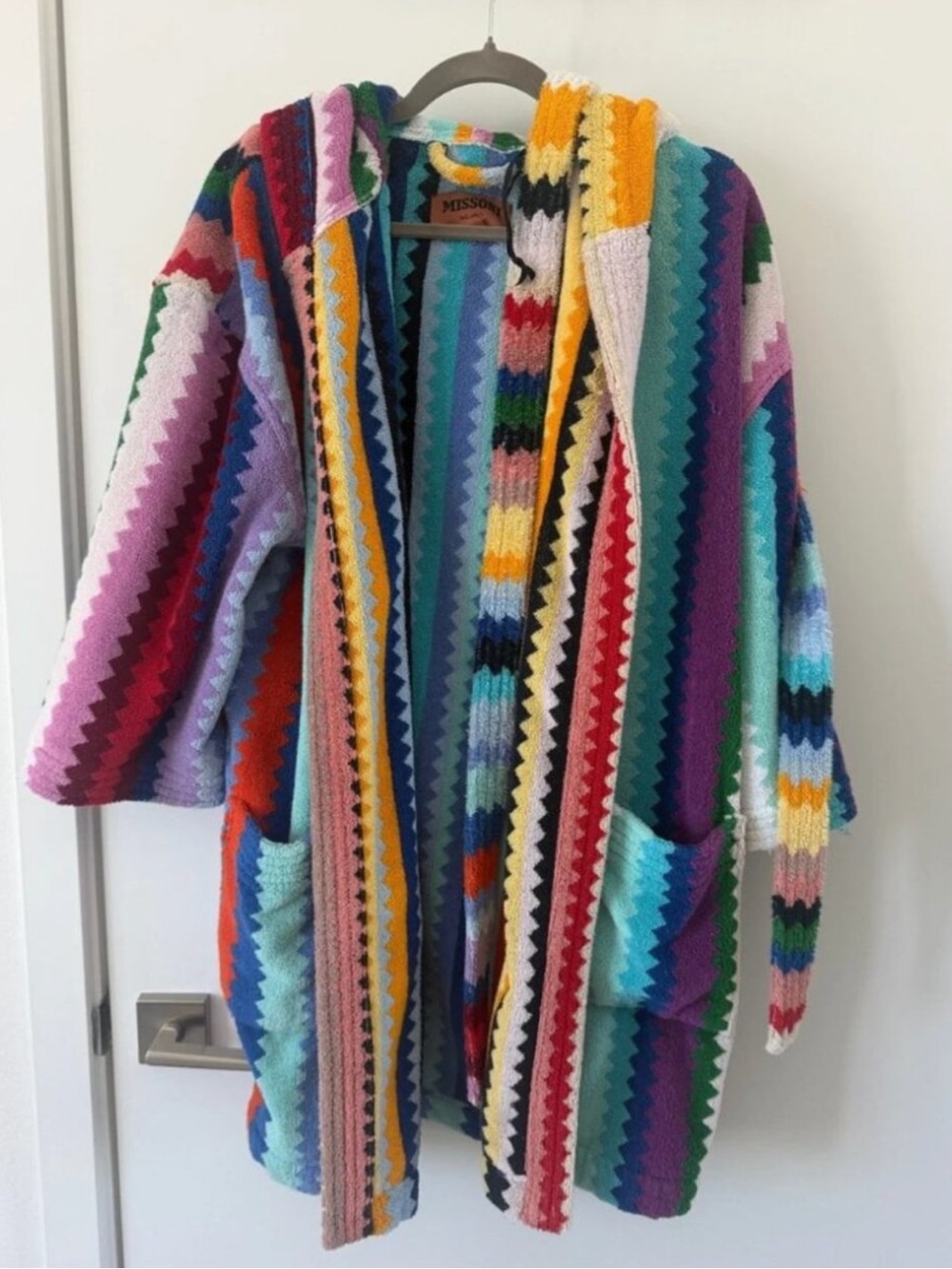 Missoni Multicolor Zigzag Hooded Terry Hooded Robe Short Medium - Picture 11 of 11
